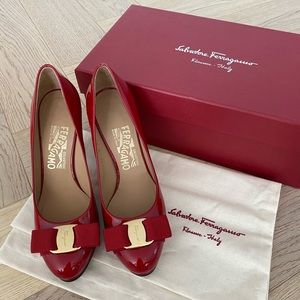 Salvatore Ferragamo Red Patent Pumps